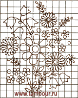 Схема узора «Букет цветов» - www.tambour.ru