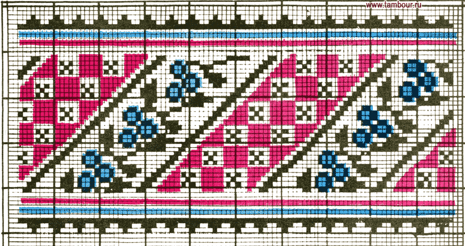 Схема узора Растительно-геометрический орнамент - www.tambour.ru