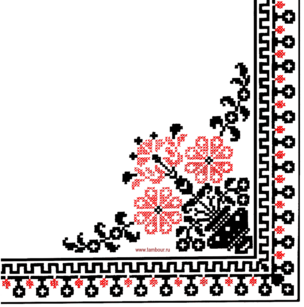 Схема углового узора «ваза с цветами» - www.tambour.ru