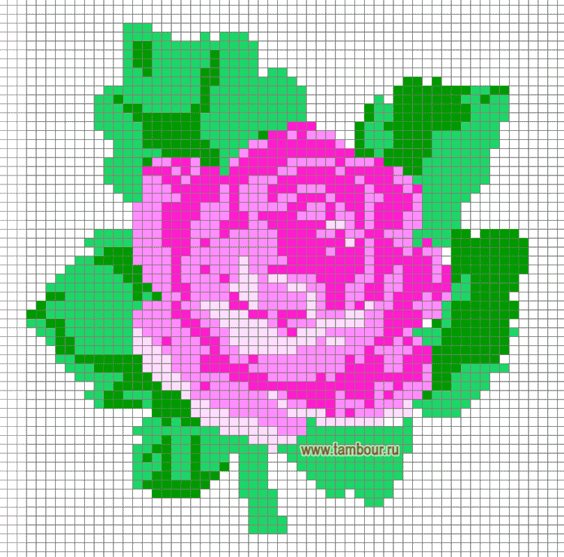 Схема для вышивки Розовая роза - www.tambour.ru