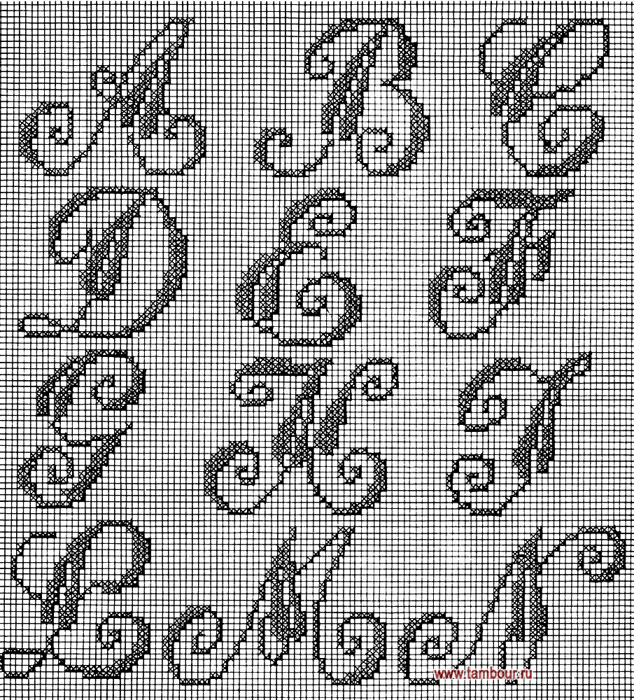 Схема вышивки английской алфавита - www.tambour.ru