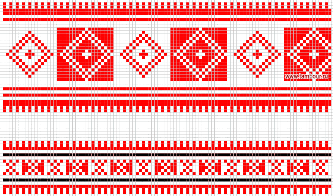 Схема вышивки геометрического орнамента - www.tambour.ru