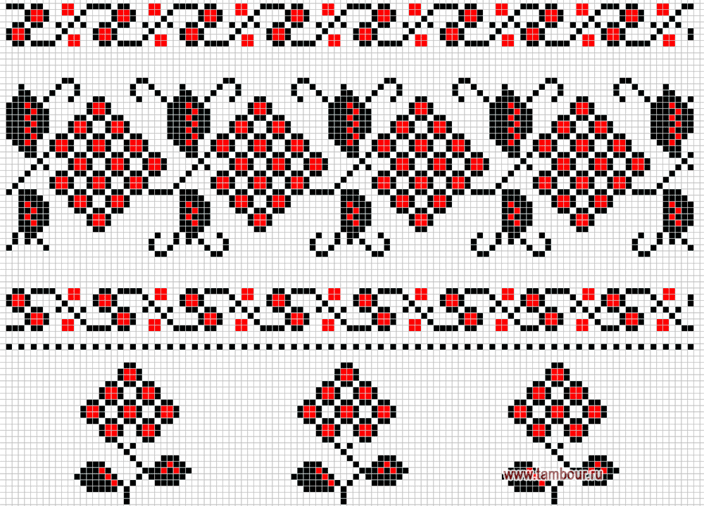 Схема орнамента калина - www.tambour.ru