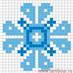 Схема вышивки отдельного цветка для вышиванки сине-голубой  - www.tambour.ru