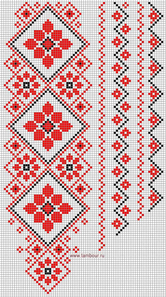 Схема орнамента Ромбы вышиванки на полочке - www.tambour.ru