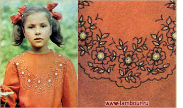 Вышитая кокетка платья - www.tambour.ru