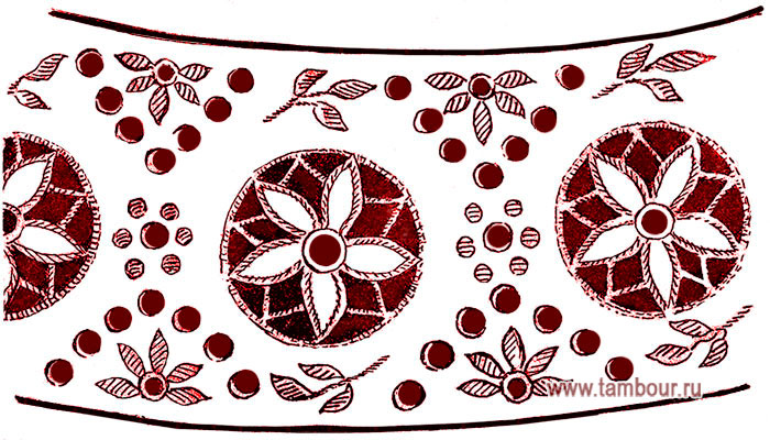 Схема вышивки цветочного орнамента - www.tambour.ru