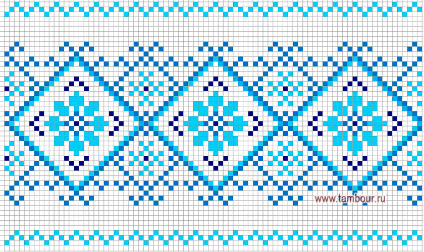 Схема нижнего орнамента вышиванки на рукавах  - www.tambour.ru