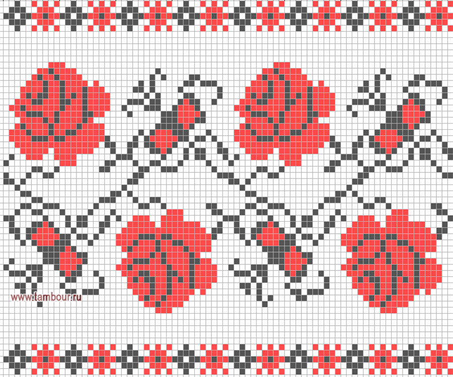 Схема орнамента вышиванки на рукавах - www.tambour.ru