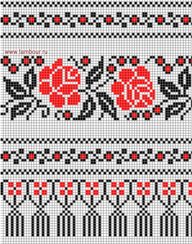 Схема вышивки орнамента украинского рушника - www.tambour.ru